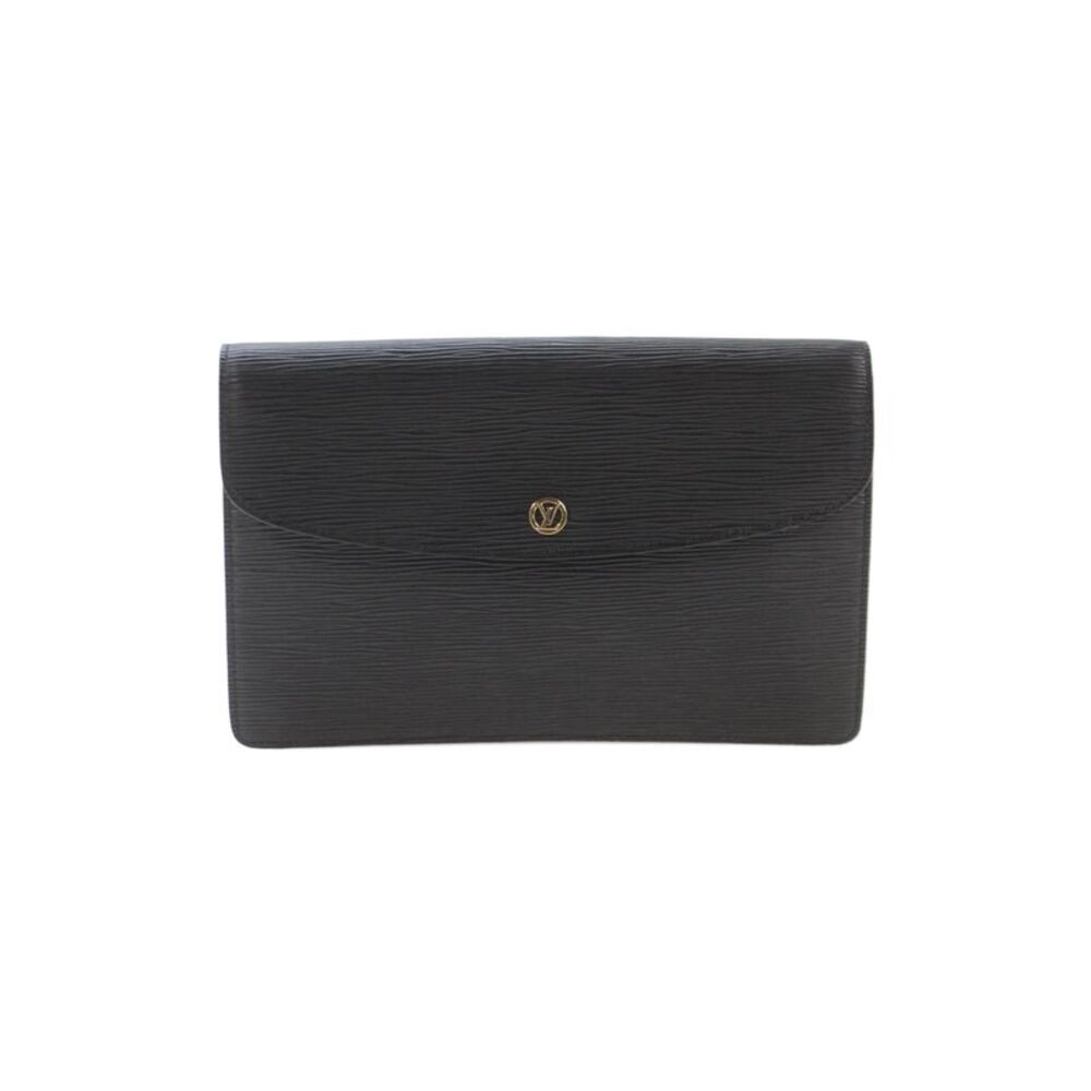 Louis Vuitton Women's Epi Leather Montaigne Gold-Tone LV Clutch Handbag Black